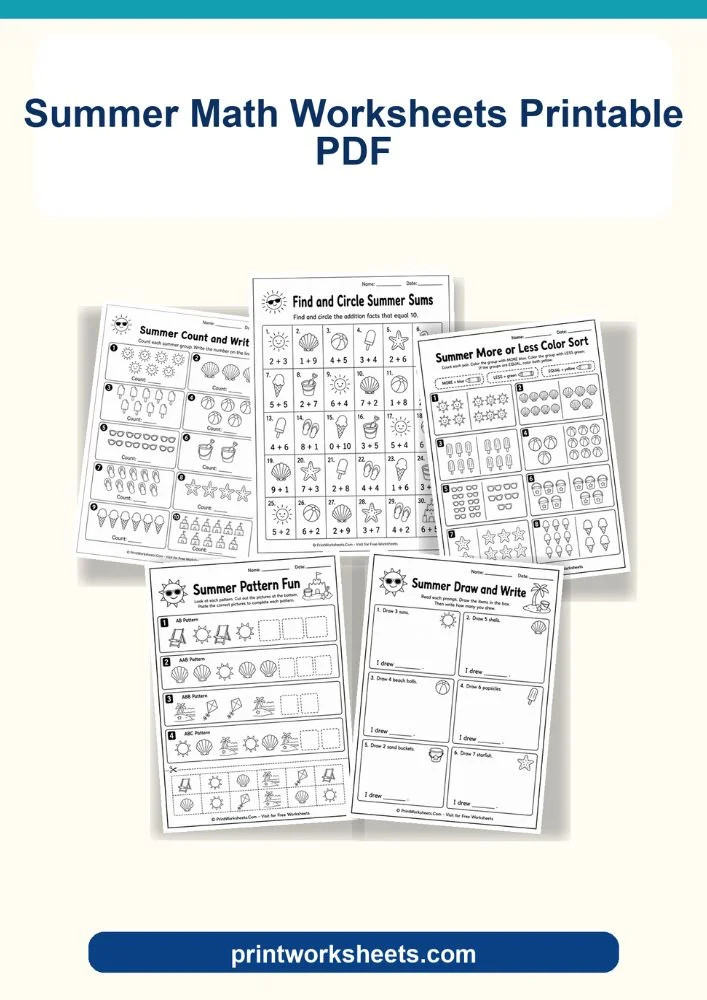 Summer Worksheets Worksheet - Summer Math Worksheets Printable PDF – Free Printable PDF Activities | Free Printable