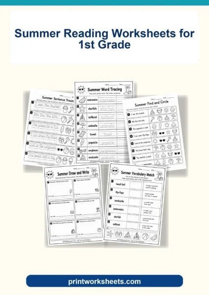 Free Summer Reading Worksheets for 1st Grade (PDF)