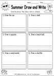 Summer review packet draw and write vocabulary development page for kindergarten