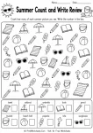 Summer slide review worksheets count and write math group activity page