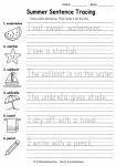 Summer slide review worksheets sentence tracing and vocabulary handwriting practice sheet