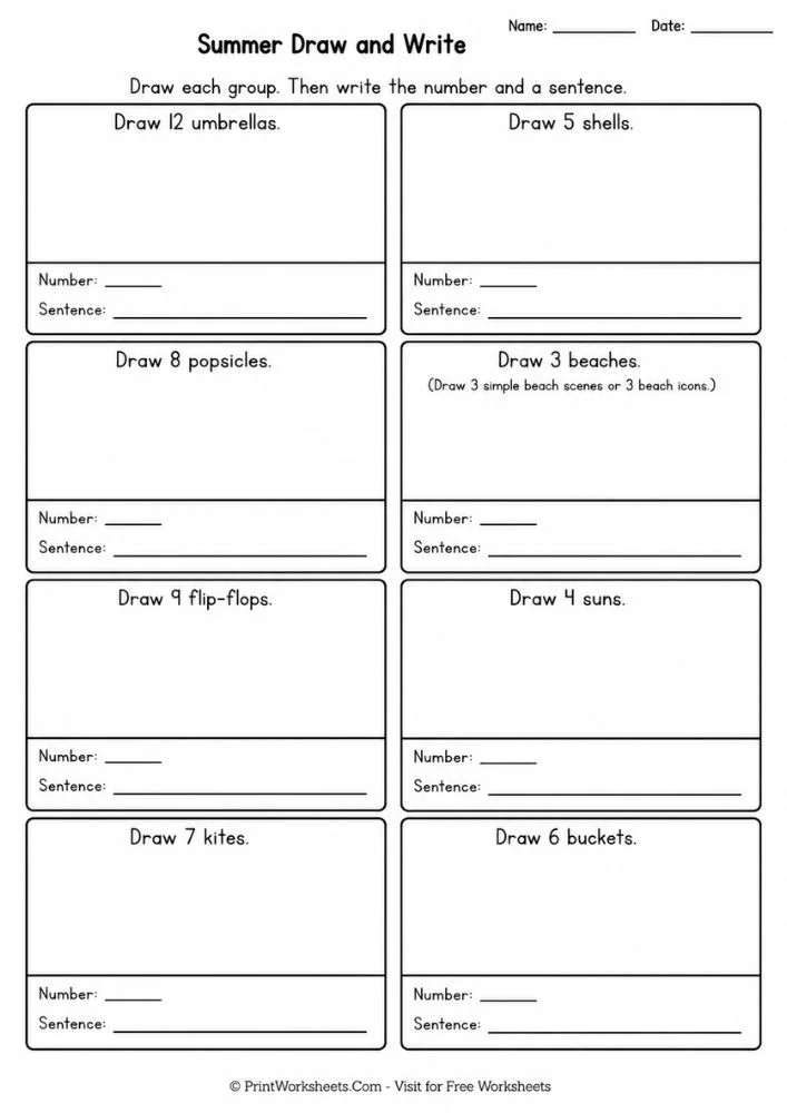summer-slide-review-worksheets-page-4 Summer slide review worksheets draw and write creative vocabulary response sheet