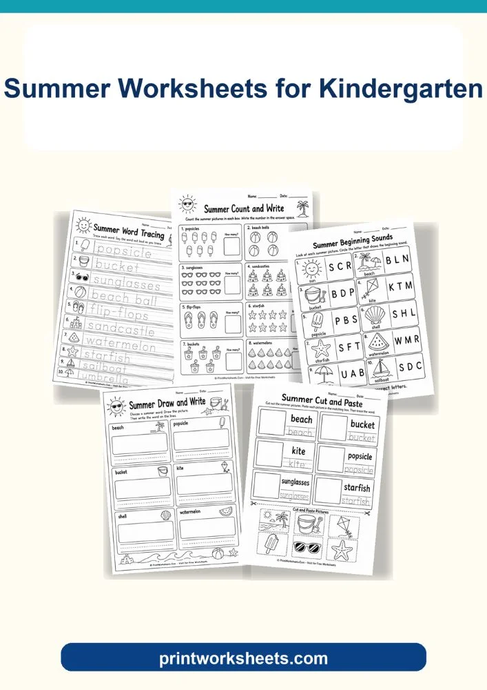 Summer Worksheets Worksheet - Summer Worksheets for Kindergarten – Free Printable PDF Activities | Free Printable