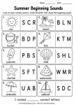 Find and circle summer worksheet for kindergarten visual practice