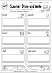 Summer draw and write worksheet for kindergarten simple writing