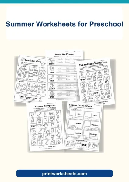 Summer Worksheets for Preschool – Free Printable PDF Activities