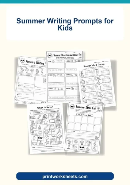 Free Summer Writing Prompts for Kids (Printable PDF)