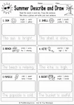 Summer writing prompts for kids describe and draw sentence structure worksheet