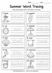 Summer writing prompts for kids word tracing and spelling vocabulary sheet