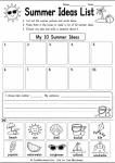 Summer writing prompts for kids cut and paste ideas list activity page