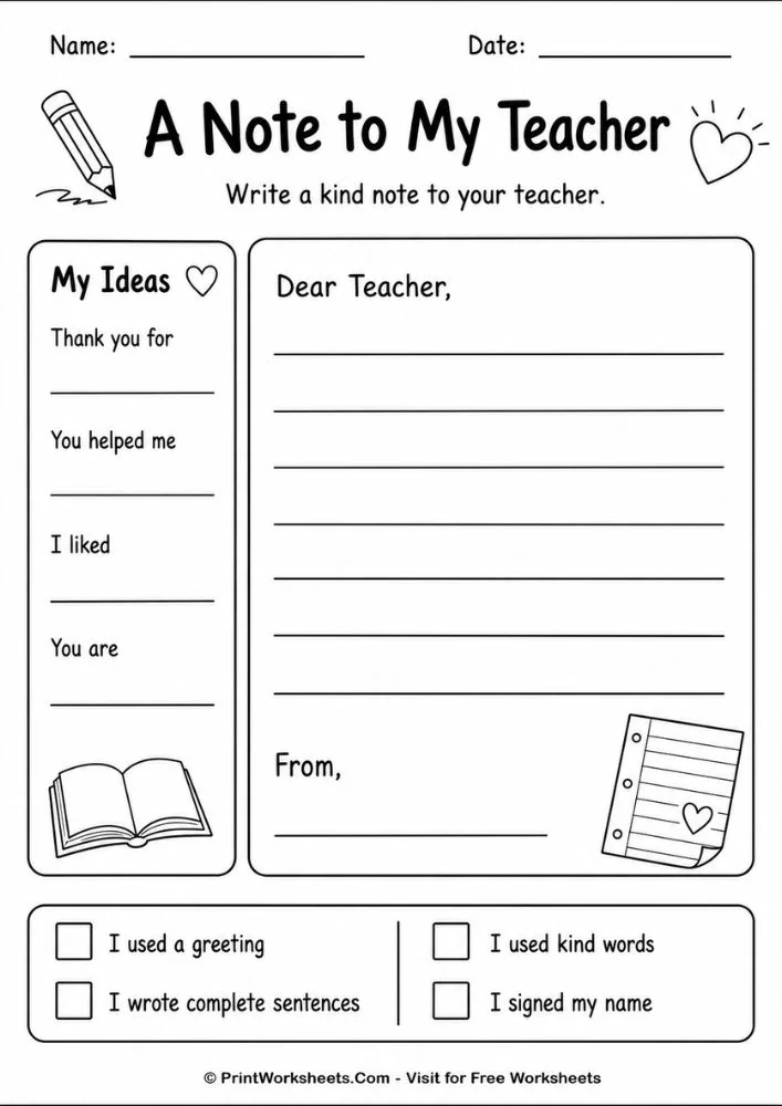 teacher-appreciation-week-1st-grade-note-to-teacher Teacher Appreciation thank you note template for 1st grade