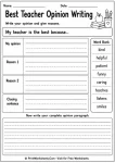 Teacher Appreciation opinion writing worksheet for 1st grade