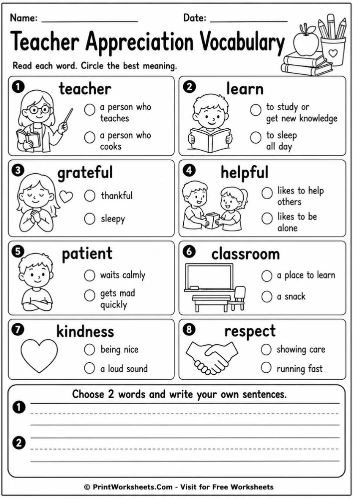 teacher-appreciation-week-1st-grade-vocabulary-choices Teacher Appreciation vocabulary worksheet for 1st grade