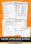 Teacher Appreciation Week activities for 1st grade literacy PDF