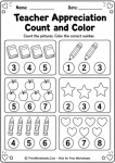 Teacher Appreciation counting worksheet for preschool