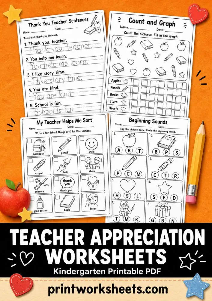 Teacher Appreciation Worksheet - Teacher Appreciation Week Worksheets for Kindergarten – Free Printable PDF Activities | Free Printable