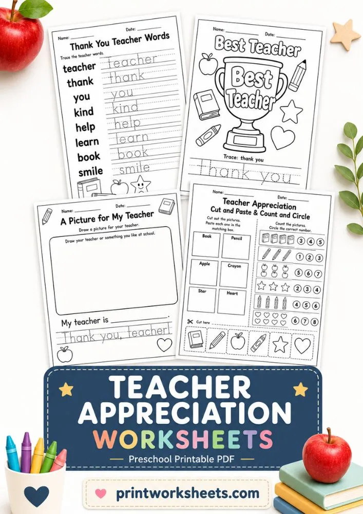 Teacher Appreciation Worksheet - Teacher Appreciation Week Worksheets for Preschool – Free Printable PDF Activities | Free Printable