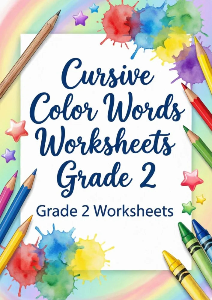 Cursive Writing Worksheet - Cursive Color Words Worksheets | Free Printable PDF for Grade 2 | Free Printable