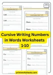 Cursive Writing Numbers in Words Worksheets | Free PDF