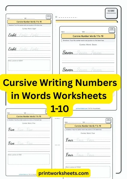 Cursive Writing Numbers in Words Worksheets | Free PDF