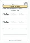 Black cursive color word tracing worksheet for Grade 2 students