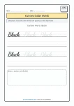White cursive color word tracing worksheet for Grade 2 students
