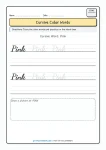 Brown cursive color word tracing worksheet for Grade 2 students