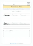 Purple cursive color word tracing worksheet for Grade 2 students