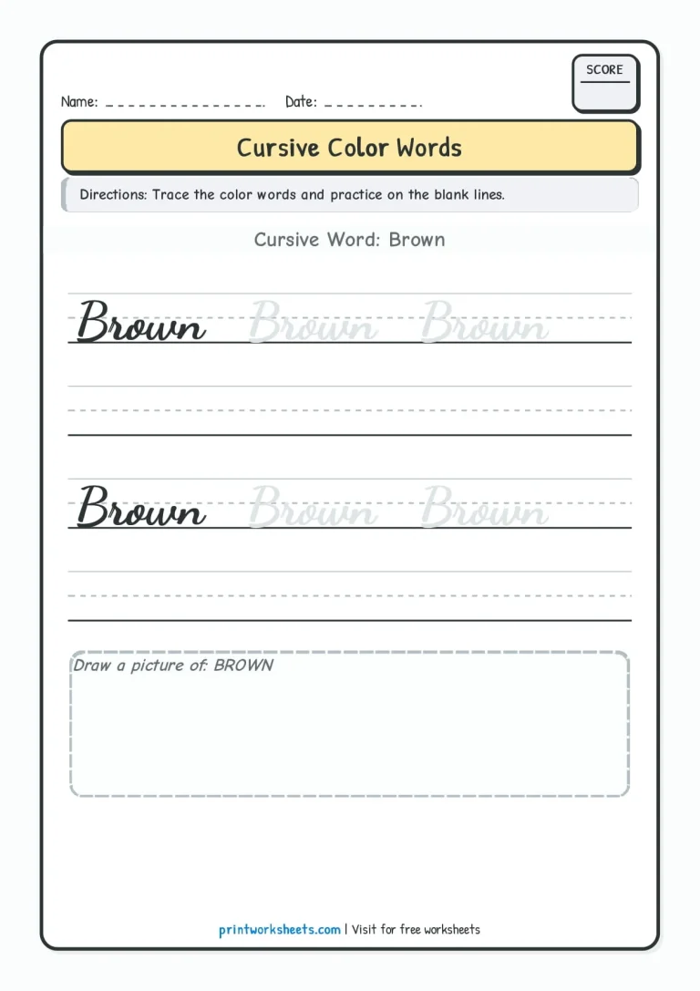 Purple cursive color word tracing worksheet for Grade 2 students