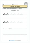 Orange cursive color word tracing worksheet for Grade 2 students