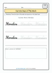 Monday cursive writing practice worksheet for Grade 3