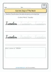 Tuesday cursive writing practice worksheet for Grade 3
