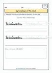 Wednesday cursive writing practice worksheet for Grade 3