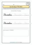 Thursday cursive writing practice worksheet for Grade 3