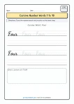 Cursive writing numbers in words worksheet for number Four