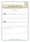 Cursive writing numbers in words worksheet for number Six