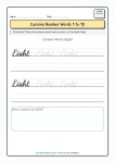 Cursive writing numbers in words worksheet for number Eight