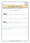 Cursive writing numbers in words worksheet for number Nine