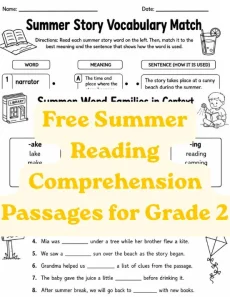 Summer Worksheets Worksheet - Free Summer Reading Comprehension Passages for Grade 2 | Free Printable