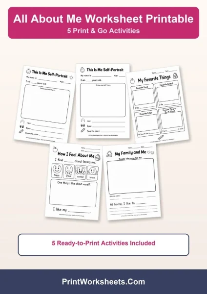 Free All About Me Worksheet Bundle – Back to School PDF