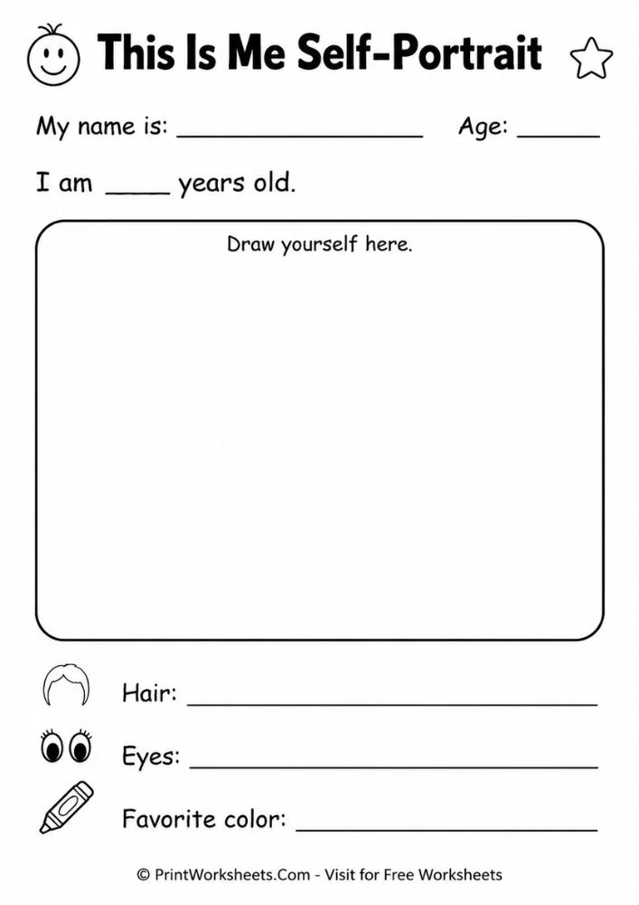 all-about-me-worksheet-printable-page-1 All about me worksheet printable self portrait and personal traits tracking sheet