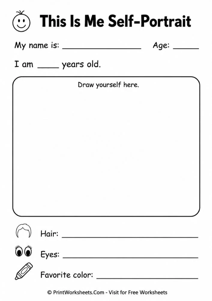 all-about-me-worksheet-printable-page-2 All about me worksheet printable duplicate self portrait outline for early childhood drawing