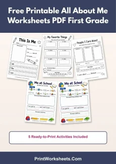 Back to School Worksheets Worksheet - Free Printable All About Me Worksheets PDF First Grade | Free Printable