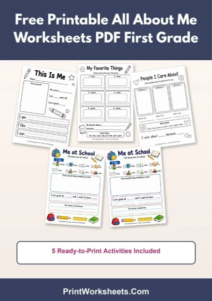 Free Printable All About Me Worksheets PDF First Grade
