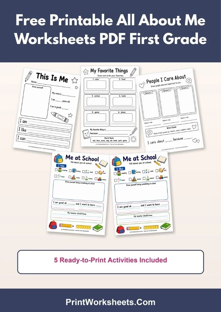 Back to School Worksheets Worksheet - Free Printable All About Me Worksheets PDF First Grade | Free Printable