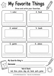 My favorite things back to school writing activity