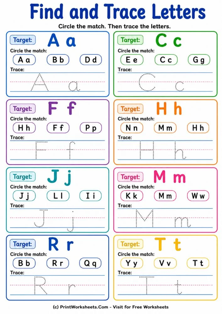 Find and trace uppercase and lowercase letters pdf
