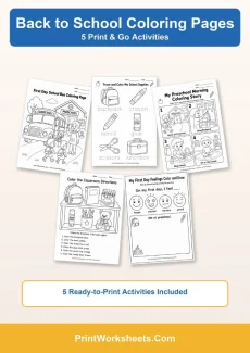 Back to School Worksheets Worksheet - Free Back to School Coloring Pages Pack (Printable PDF) | Free Printable