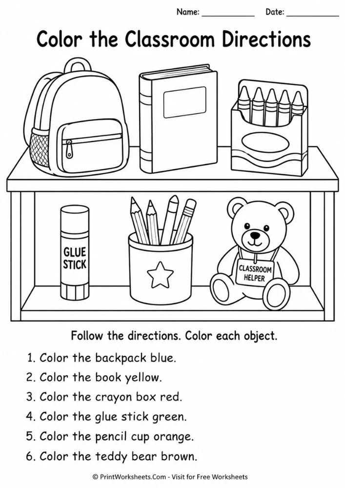 Color by direction classroom shelf