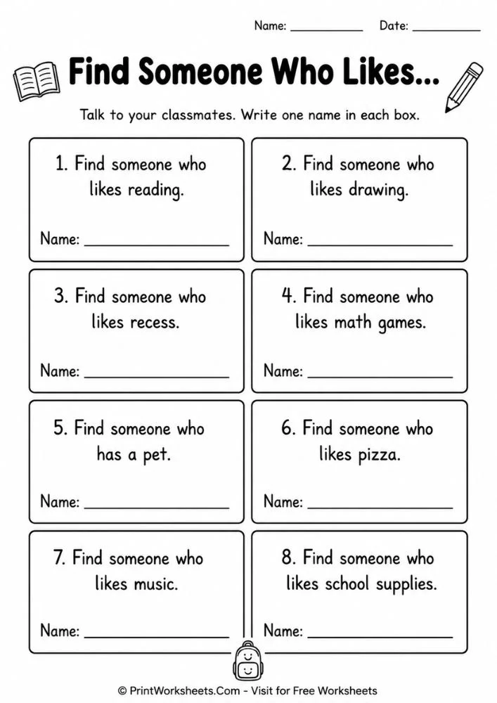 First week friend interview sheet
